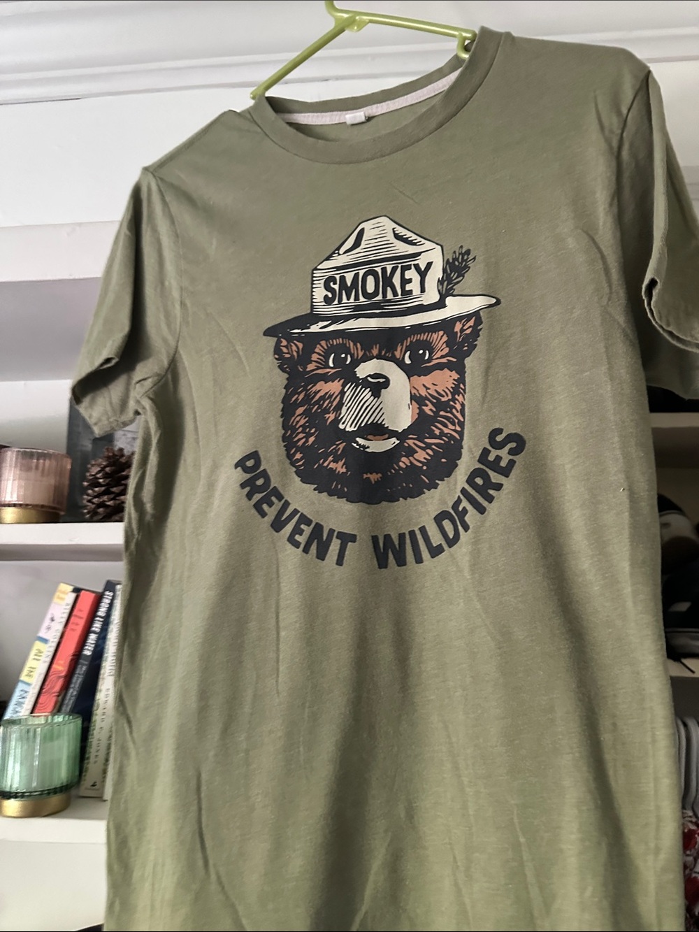 Smokey Bear Olive Green Short Sleeve Tee - Prevent Wildfires Graphic